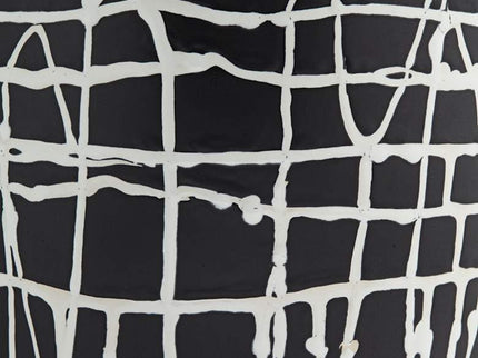 Praleaux Matte Black White 10"H Lined Scallop Edge Vase