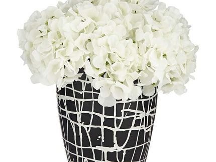 Praleaux Matte Black White 10"H Lined Scallop Edge Vase