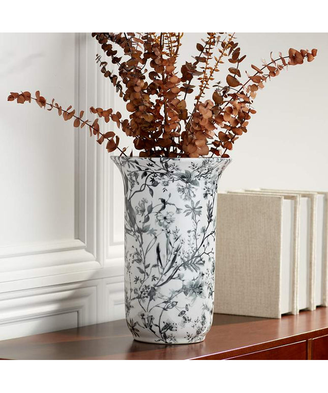 Prentiss 14" High Black and White Ceramic Decorative Vase