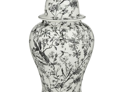 Prentiss 21" High Black and White Ceramic Ginger Jar with Lid