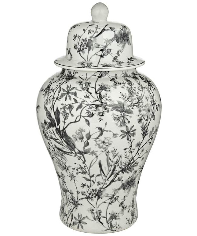 Prentiss 21" High Black and White Ceramic Ginger Jar with Lid