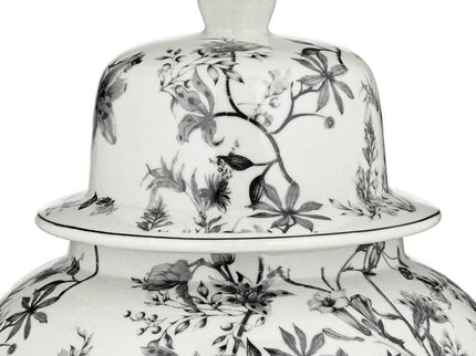 Prentiss 21" High Black and White Ceramic Ginger Jar with Lid