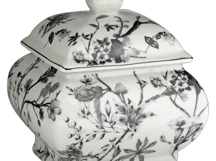 Prentiss 7 1/4" High Black and White Ceramic Ginger Jar with Lid