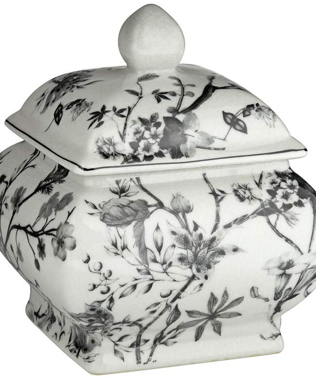 Prentiss 7 1/4" High Black and White Ceramic Ginger Jar with Lid