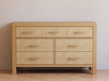 M24816HYPSEW,Namesake,Eloise 7-Drawer Assembled Dresser in Honey & Performance Sand Eco-Weave
