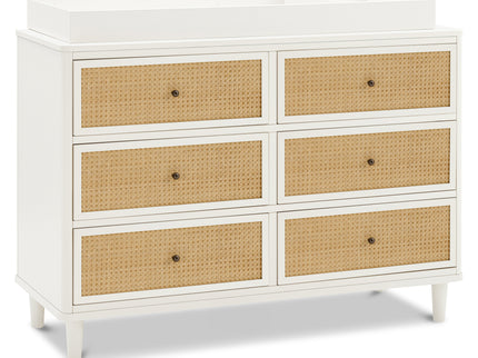 M23716RWHC,Namesake,Marin with Cane 6 Drawer Assembled Dresser in Warm White and Honey Cane