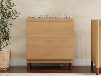 M12923HYVTL,Babyletto,Gelato 3-Drawer Changer Dresser  leather feet w/Removable Changing Tray in Honey