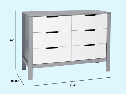 F11926GW,Carter's,Colby 6-Drawer Double Dresser in Grey and White