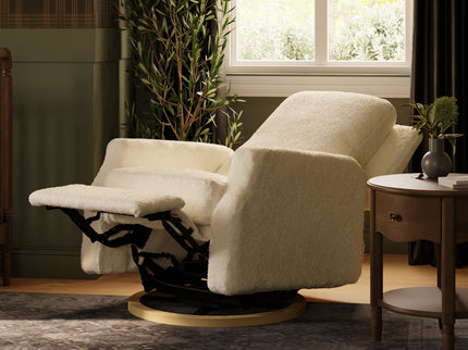 M22287WBLB,Namesake,Crewe Recliner and Swivel Glider in Ivory Boucle w/Light Wood Base