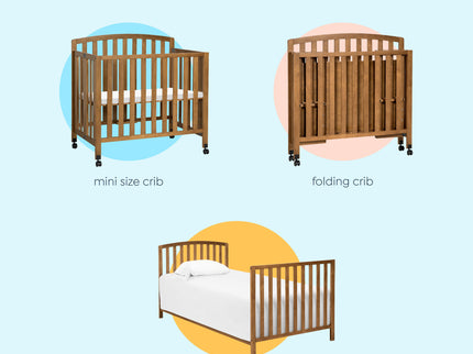 M18198CT,DaVinci,Dylan Folding Portable 3-in-1 MiniCrib and TwinBed in Chestnut