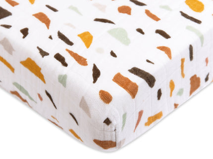 T29136,Babyletto,Terrazzo Muslin Mini Crib Sheet in GOTS Certified Organic Cotton