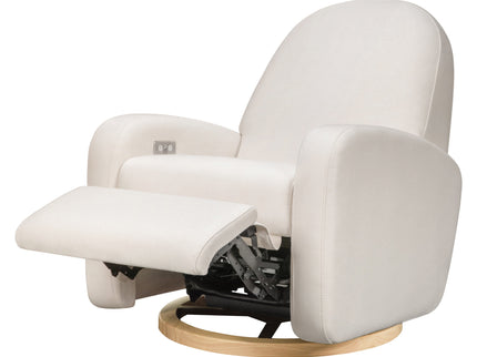 M23188PCMEWLB,Babyletto,Nami Glider Recliner w/ Electronic Control and USB in Performance Cream Eco-Weave w/Light wood base