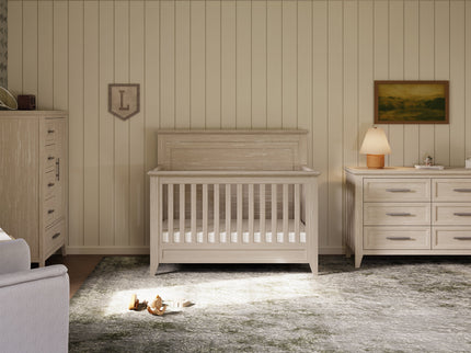 M24401SDB,Monogram by Namesake,Beckett Rustic 4-in-1 Convertible Flat Top Crib in Sandbar