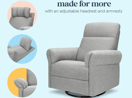 M24386FTG,DaVinci,Suzy Flex Swivel Recliner w/ Adj. Arms & Headrest in Frost Grey