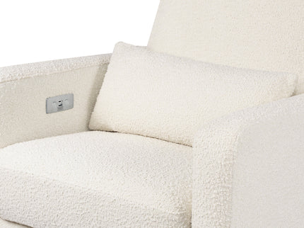 M23085WBLB,Babyletto,Sigi Glider Recliner w/ Electronic Control and USB in Ivory Boucle w/Light Wood Base