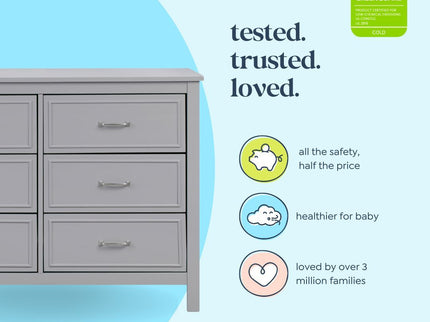 M12826G,DaVinci,Charlie 6-Drawer Double Dresser in Grey