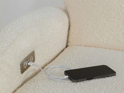 M23188WBLB,Babyletto,Nami Glider Recliner w/ Electronic Control and USB in Ivory Boucle w/Light Wood Base