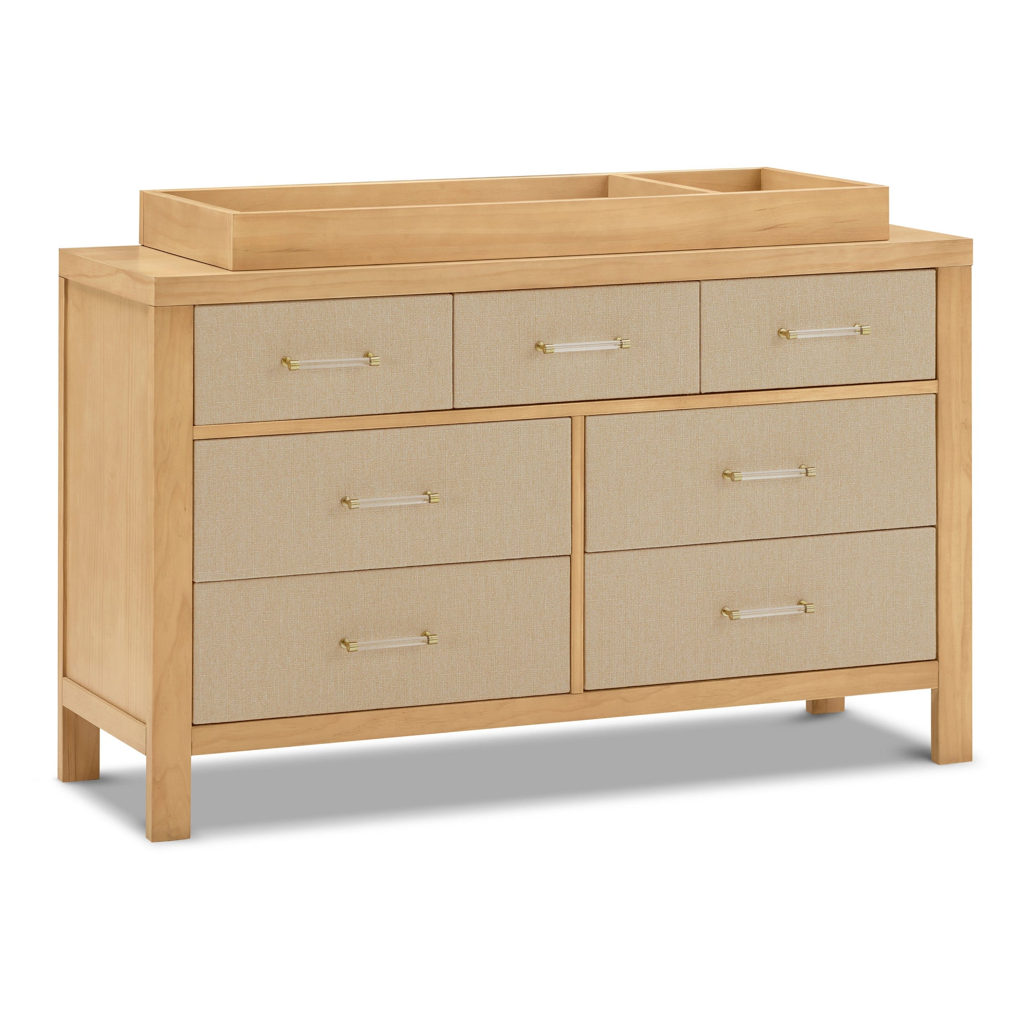 M24816HYPSEW,Namesake,Eloise 7-Drawer Assembled Dresser in Honey & Performance Sand Eco-Weave
