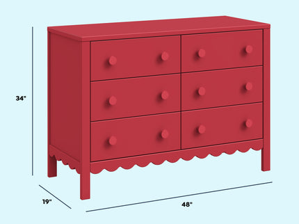 M27826TRD,DaVinci,Sammy Scallop 6-Drawer Dresser in Strawberry Red
