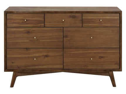 M15916NL,Palma 7-Drawer Double Dresser  Assembled in Natural Walnut