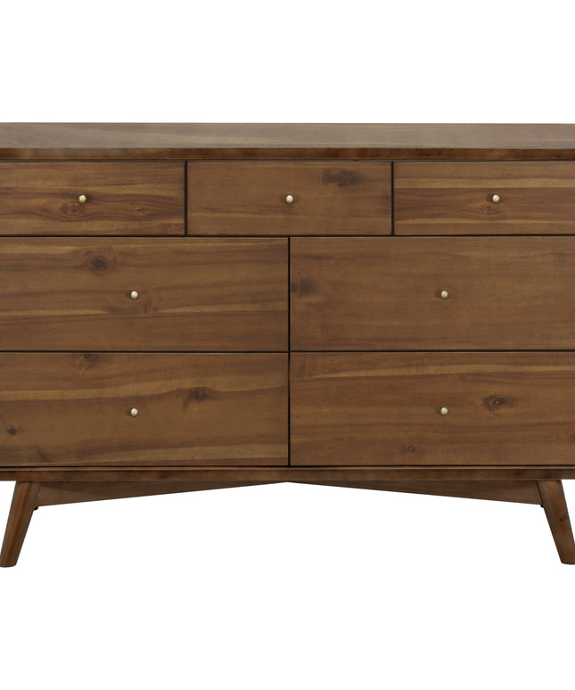 M15916NL,Palma 7-Drawer Double Dresser  Assembled in Natural Walnut
