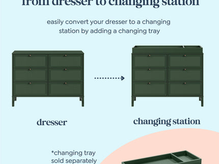 M24926FRGR,DaVinci,Margot 6-Drawer Dresser in Forest Green