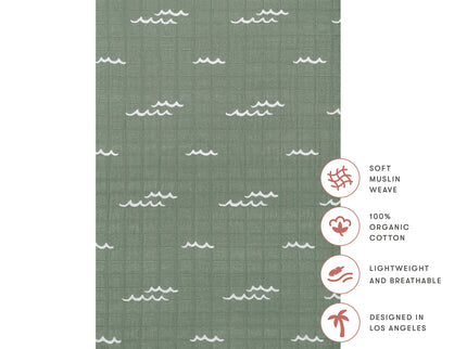 T27134,Babyletto,Ocean Waves Muslin All-Stages Bassinet Sheet in GOTS Certified Organic Cotton