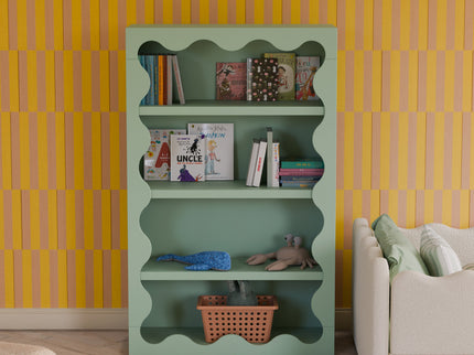 M31111LS,Babyletto Kids,Lido Wave Bookcase in Light Sage