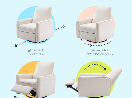 M19387PCMEW,DaVinci,Penny Swivel Recliner in Performance Cream Eco-Weave