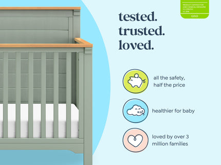 M27201LSHY,DaVinci,Shea 4-in-1 Convertible Crib in Light Sage and Honey