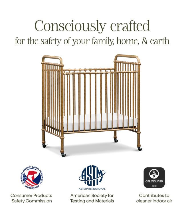 M15598VG,Namesake,Abigail 3-in-1 Convertible Mini Crib in Vintage Gold