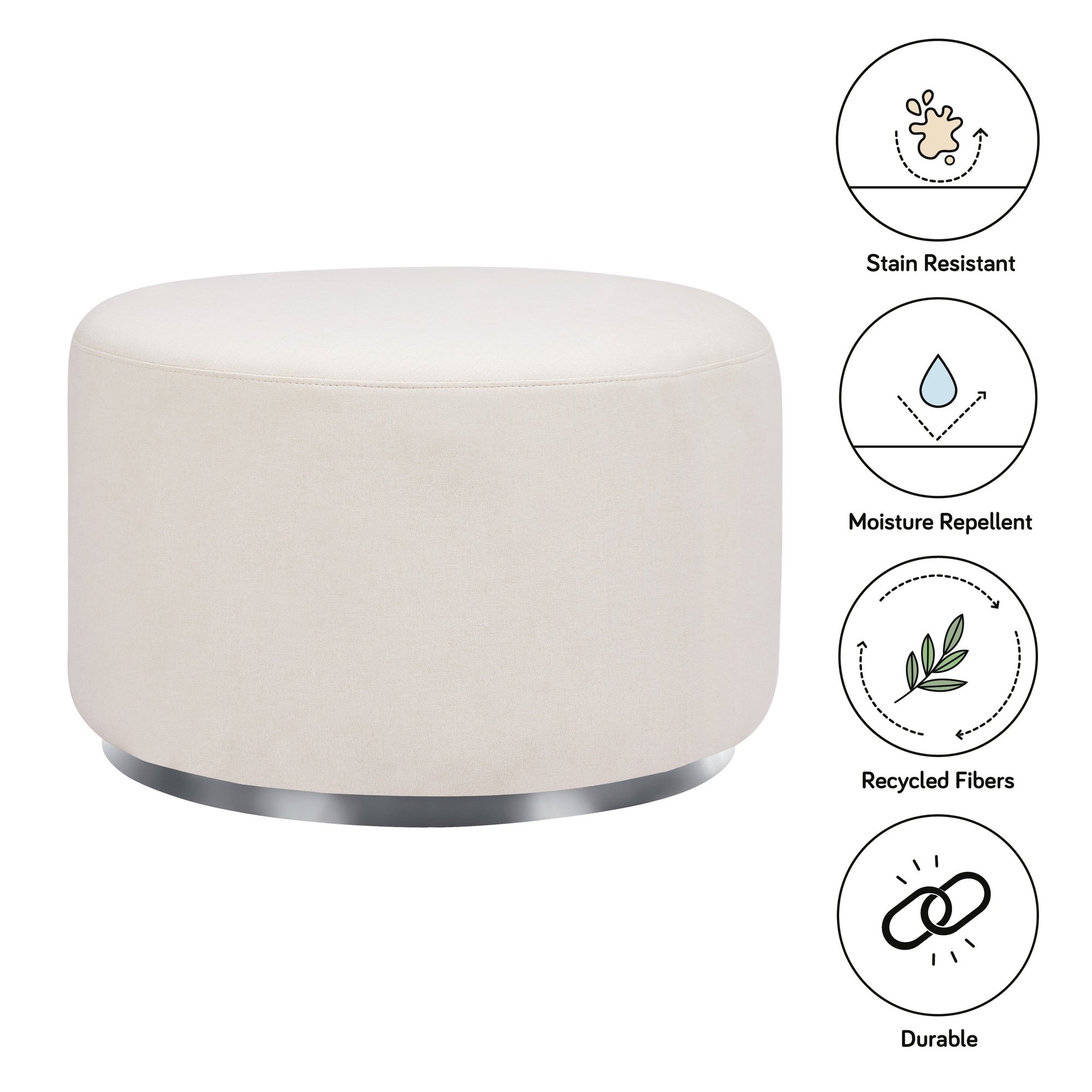 M10185PCMEW,Babyletto,Tuba Gliding Ottoman in Performance Cream Eco-Weave