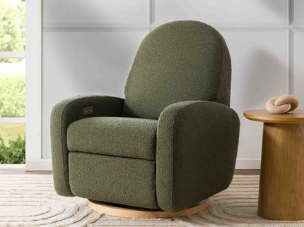 M23188OBLB,Babyletto,Nami Glider Recliner w/ Electronic Control and USB in Olive Boucle w/Light Wood Base