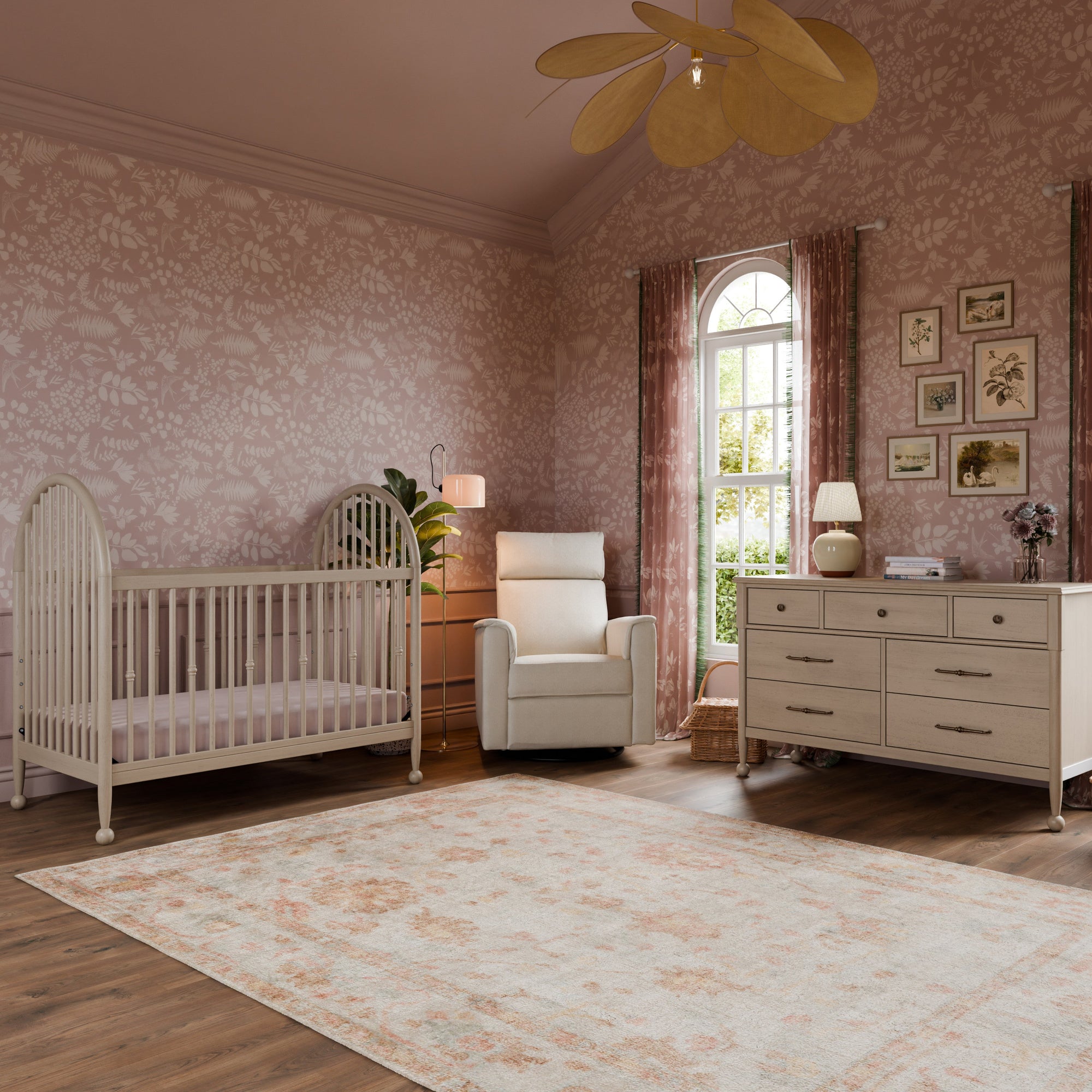 M31401WP,Namesake,Alouette 3-in-1 Convertible Spindle Crib in Washed Pine