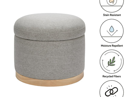 M22885PGEWLB,Babyletto,Naka Storage Ottoman in Performance Grey Eco-Weave w/ Light Wood Base