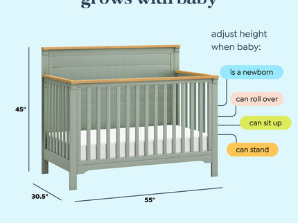 M27201LSHY,DaVinci,Shea 4-in-1 Convertible Crib in Light Sage and Honey