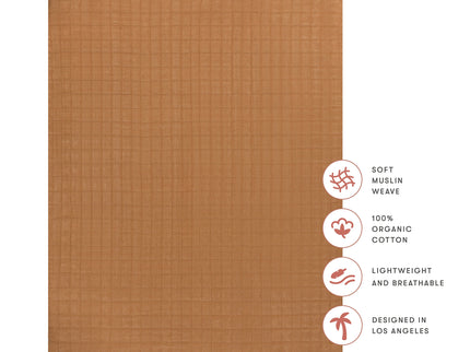 T29533BTS,Babyletto,Burnt Sienna Muslin All-Stages Midi Crib Sheet in GOTS Certified Organic Cotton