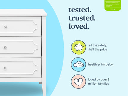 M11423W,DaVinci,Chloe Regency 3-Drawer Dresser in White