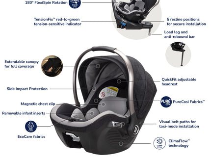 Tana 360° Rotating Travel System with Peri™ 180° & Carriage Accessory in Onyx Heritage