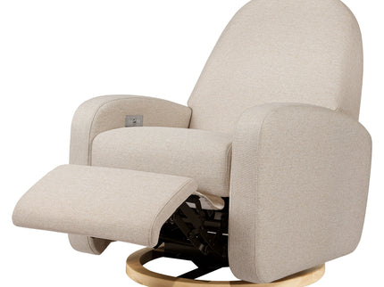 M23188PBEWLB,Babyletto,Nami Glider Recliner w/ Electronic Control and USB in Performance Beach Eco-Weave w/ Light Wood Base
