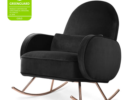 NW17087BLKV,Nursery Works,Compass Rocker in Black Velvet with Rose Gold Legs