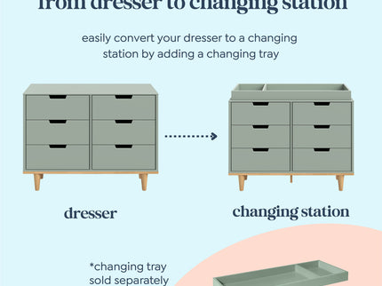 W4926LSHY,DaVinci,Marley 6-Drawer Double Dresser in Light Sage & Honey