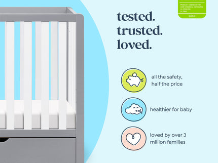 F11981GW,Carter's,Colby 4-in-1 Convertible Mini Crib w/ Trundle in Grey and White