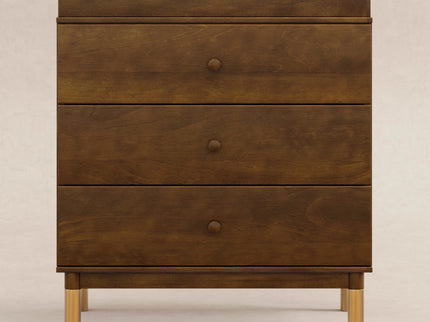M12923NLGLD,Babyletto,Gelato 3-Drawer Changer Dresser  Gold Feet w/Removable Changing Tray in Natural Walnut