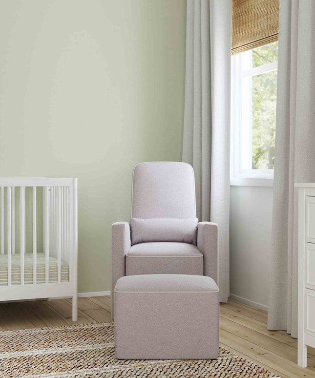 M11687GCM,DaVinci,Olive Glider and Ottoman in Grey Finish w/Cream Piping