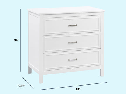M12823W,DaVinci,Charlie 3-Drawer Dresser in White