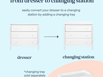 M7323W,DaVinci,Jenny Lind Spindle 3-Drawer Dresser in White