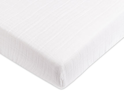 T29436,Babyletto,Plain White Muslin Mini Crib Sheet in GOTS Certified Organic Cotton