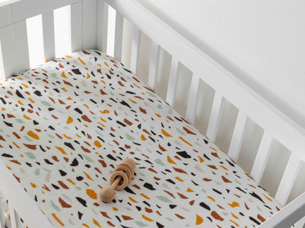 T29136,Babyletto,Terrazzo Muslin Mini Crib Sheet in GOTS Certified Organic Cotton