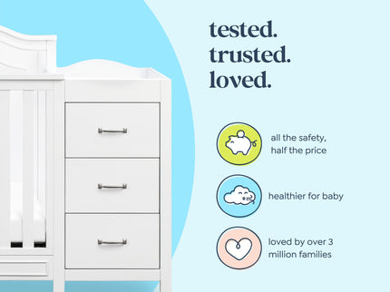 M12881W,DaVinci,Charlie 4-in-1 Convertible Mini Crib & Changer in White